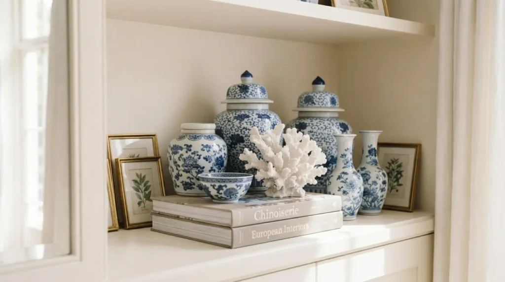 and white ceramic vases 